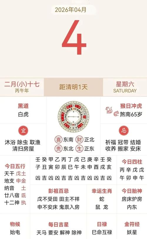 2026年4月4日农历二月十七，这一天是安灶的吉日吗？