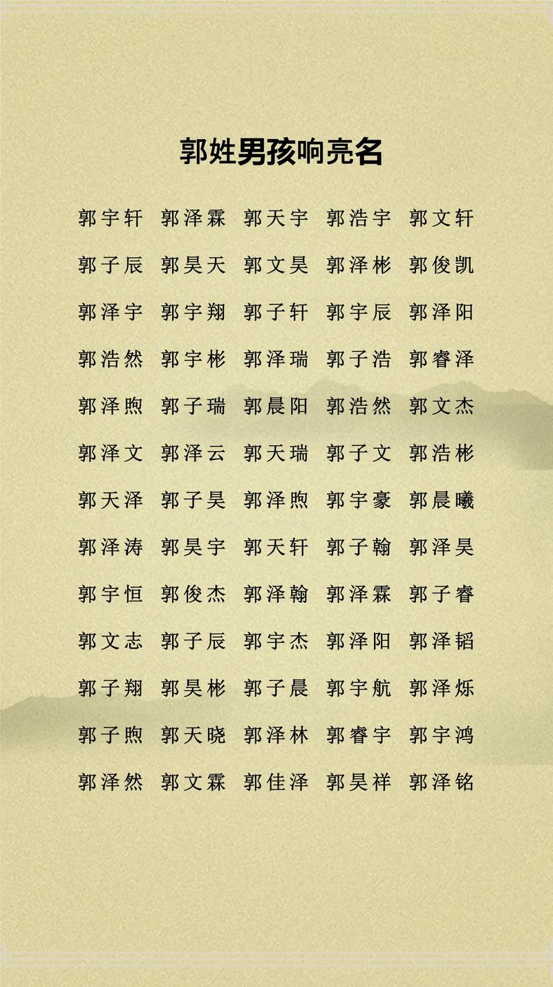 郭姓男宝宝取名时，有哪些优美的名字可以参考？