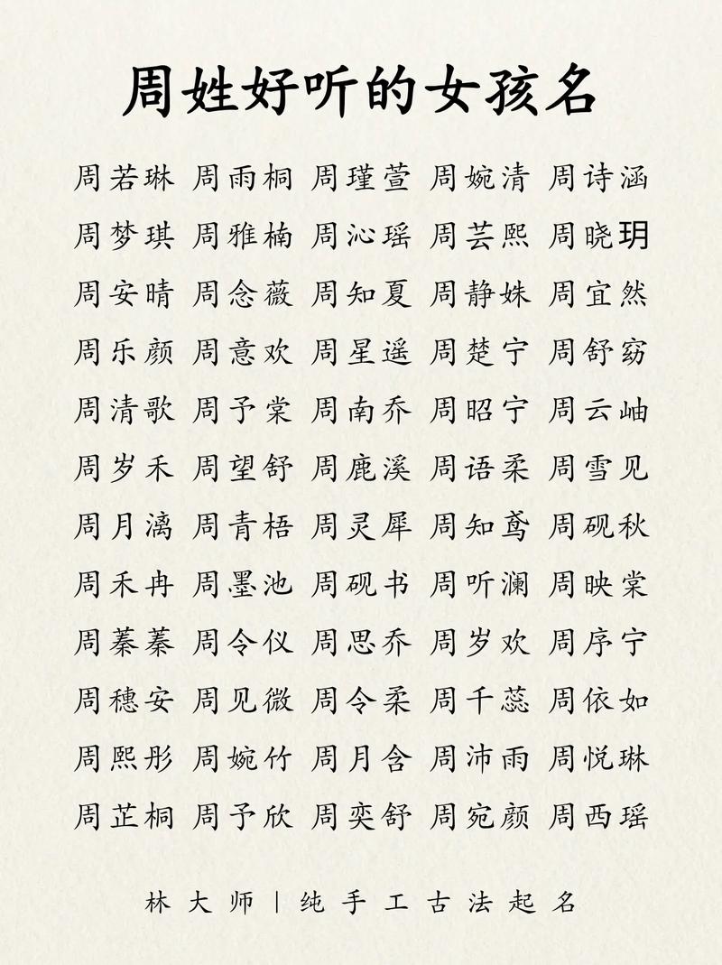 周姓女孩起一个既优美又大方的名字，有没有什么好的建议呢？