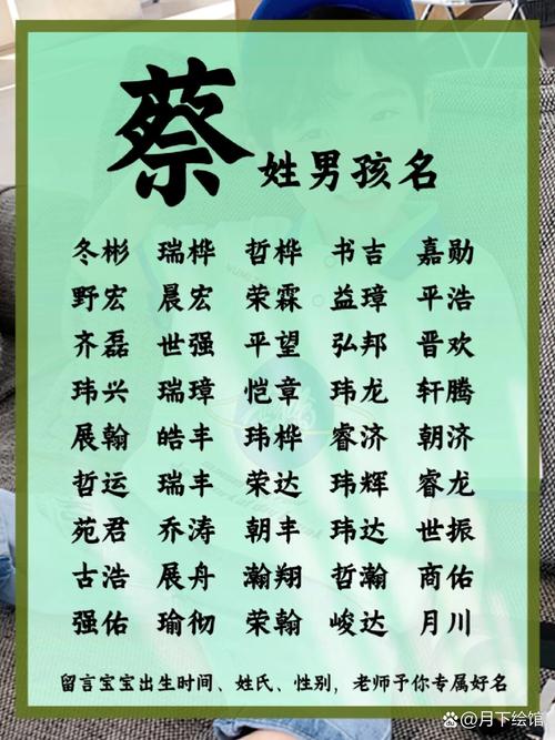 蔡姓智慧才气男宝宝取名，有没有什么既文雅又富有内涵的名字推荐呢？