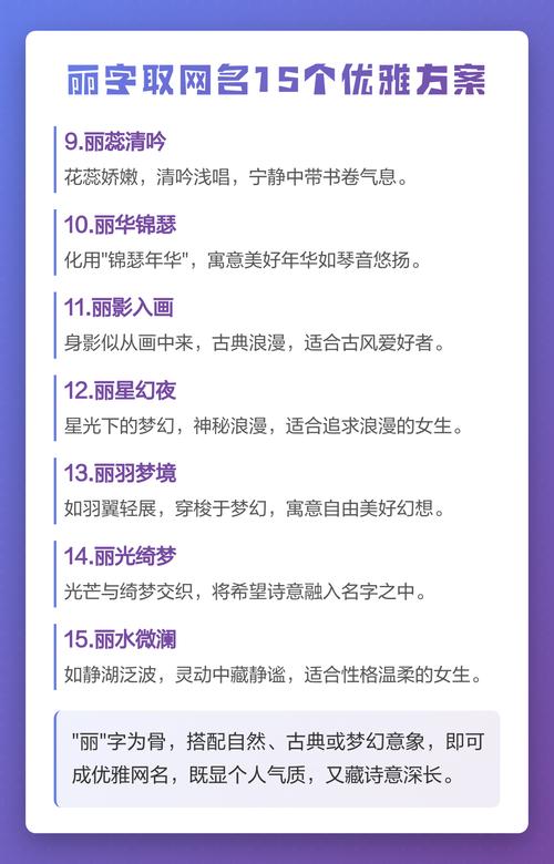 女孩用丽字取名，寓意美丽、优雅，这样的名字有什么美好寓意？