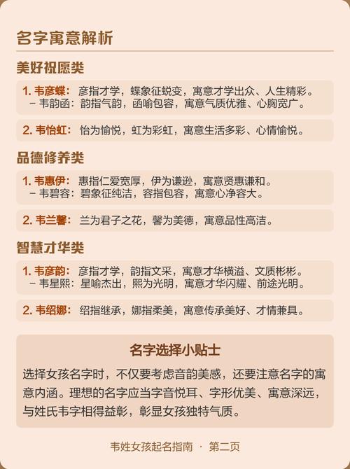 韦姓女孩取名，有没有什么既冷门又独特的名字推荐呢？