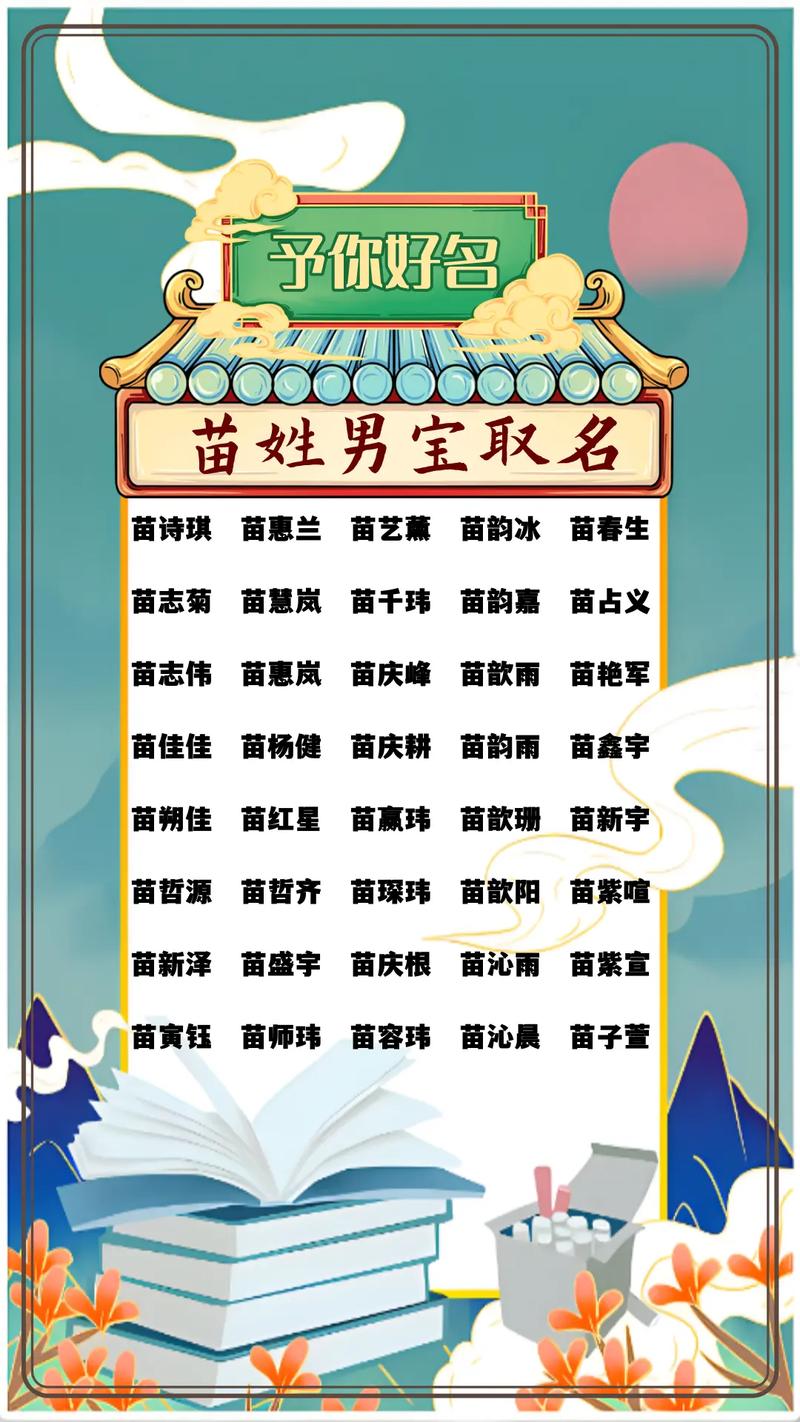 姓苗的男孩取个有新意的名字，有没有什么好建议呢？