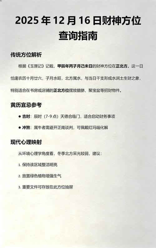 2025年12月12日如何查询当天的财神方位？