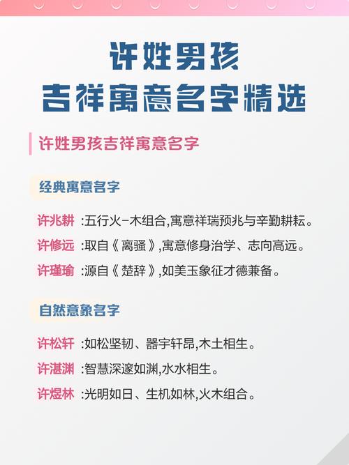 许姓男宝宝名字中蕴含美好寓意的，有没有什么特别的可以形容？