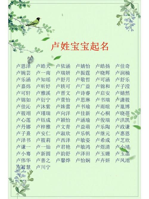 卢姓女宝宝取名时有没有什么灵气十足的名字推荐呢？