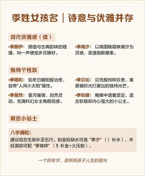 季姓的女孩，有没有一个充满诗意的名字，能让人联想到春天的花朵？