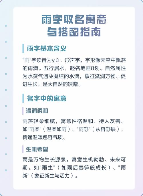 雨字五行属水，女孩最佳名字组合改写为：雨字五行属水，女孩取名时最佳名字组合有哪些？