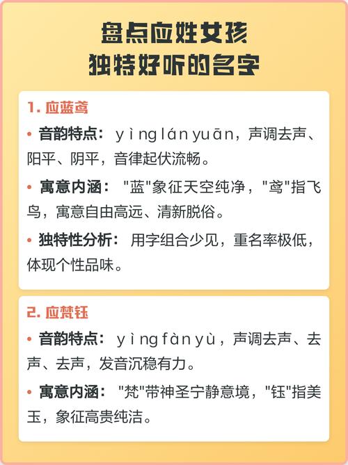 应姓女孩名字，有没有特别优美独特的名字推荐？