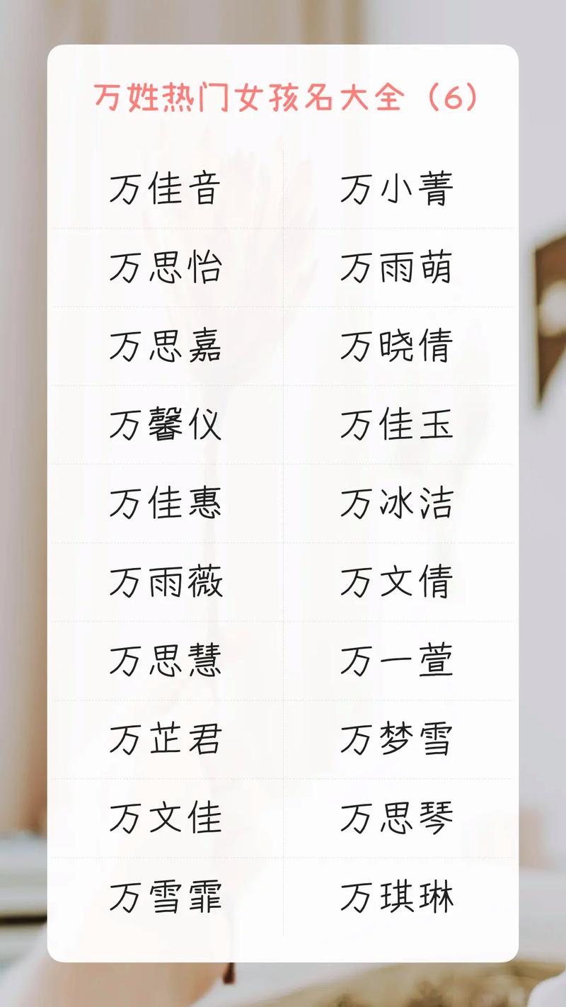 姓万的女孩起个有含义的名字，有没有什么好建议？