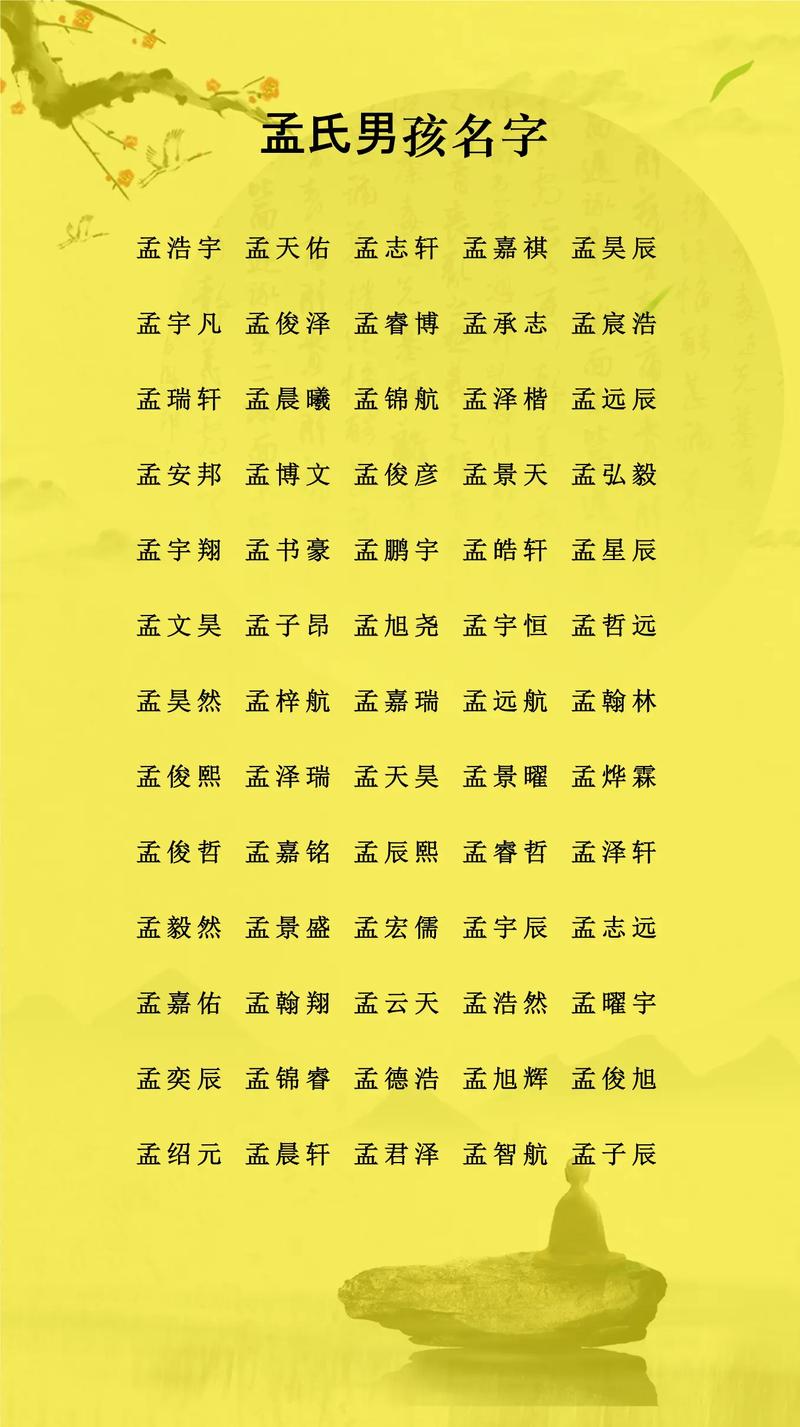 如何为孟姓大气文雅的男孩取一个既文雅又大气的好名字呢？
