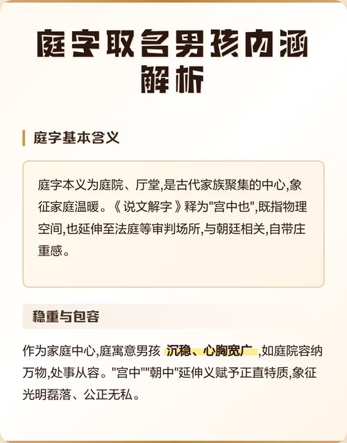 庭字取名寓意家庭和睦，男孩用庭字取名，如何体现其美好寓意？