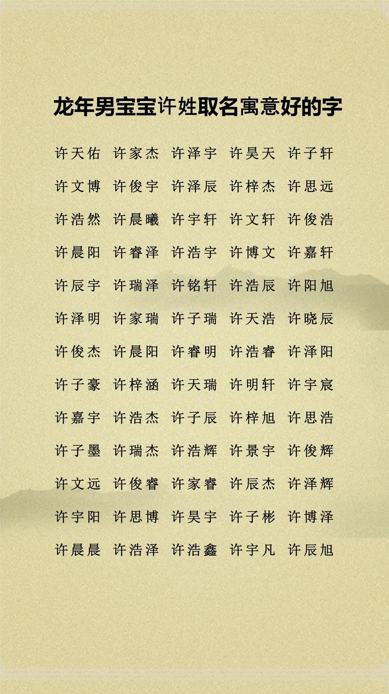 许姓男宝宝取名，有没有既新颖又富有寓意的名字推荐呢？