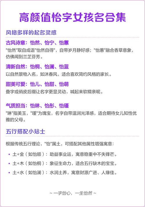 怡字女孩取名寓意美好，那么怡字女孩名字寓意美好的名字有哪些？