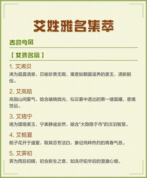 艾姓男宝宝名字中蕴含美好寓意的，有没有什么特别的可以表达出来？