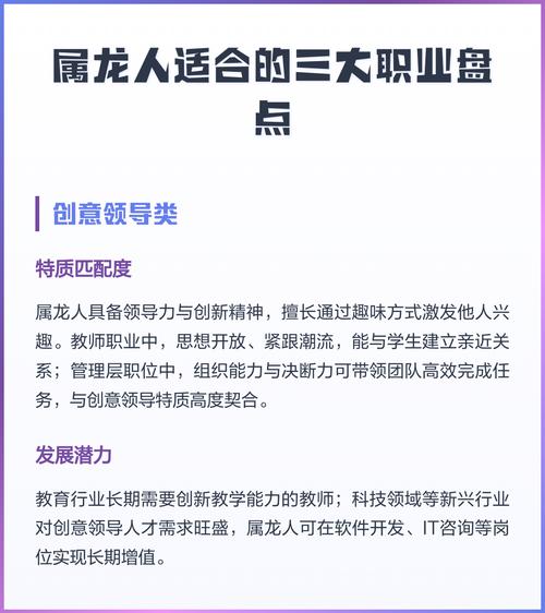 2000年属龙女性适合从事哪种职业？