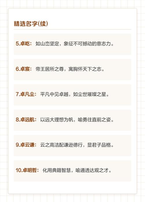 卓字取名对男孩有什么特别的寓意和期望？