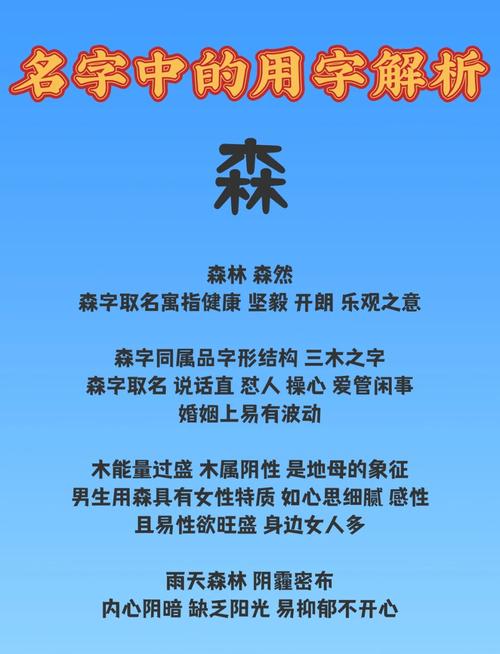 森字取名寓意男孩，嫩否体现自然、茂盛、生命力旺盛的特质？