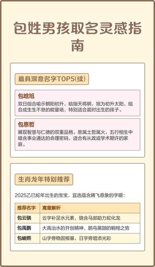 包姓男孩取一个有新意的名字，有没有什么好听的推荐？