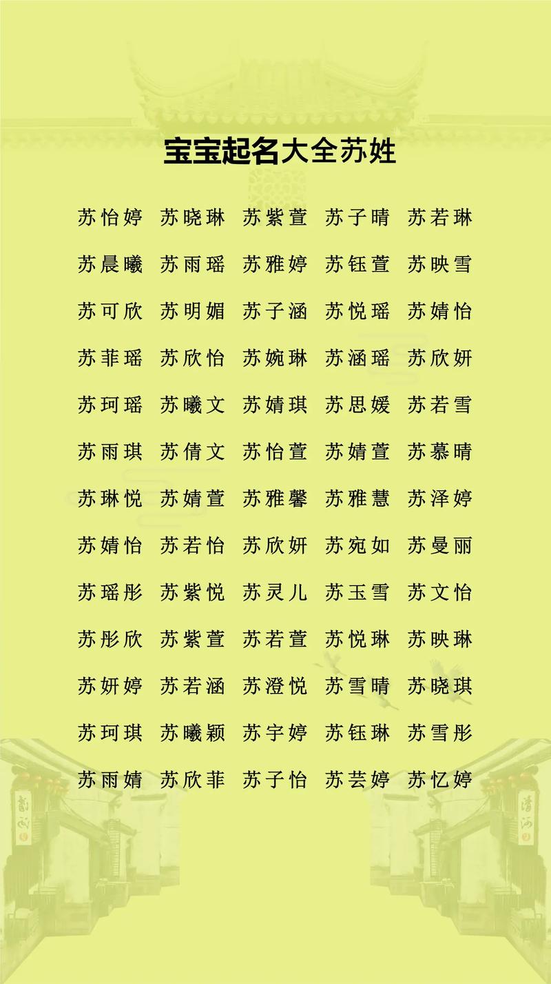 苏姓气质女孩取什么名字比较好？