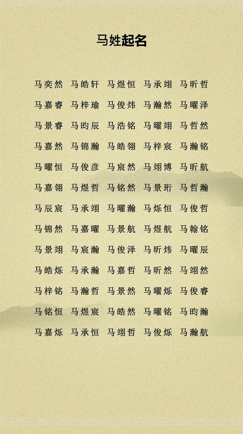 姓马的男孩取个有气质的名字，有没有什么好的建议呢？