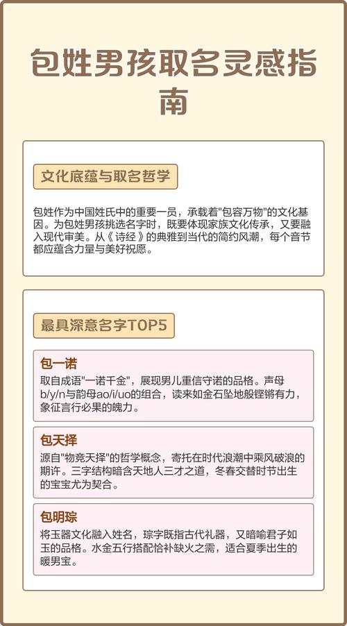 包姓男孩取一个有新意的名字，有没有什么好听的推荐？
