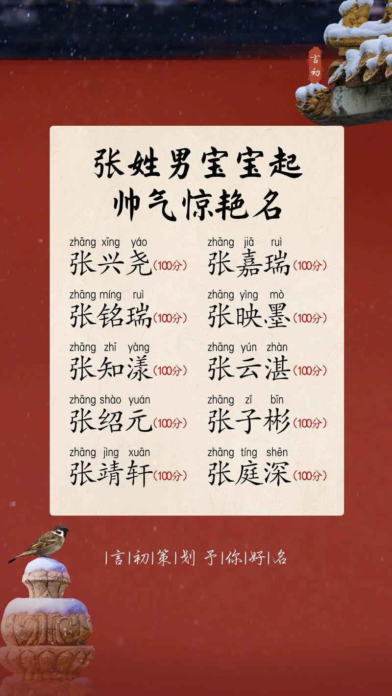 张姓朗朗上口的男孩名字，有没有什么好听的推荐？