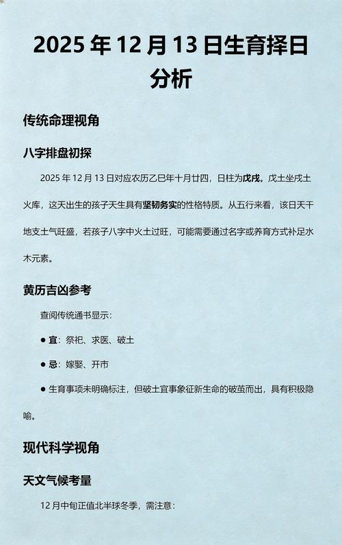 2025年12月13日这一天，作为生育的日子，是否吉利？