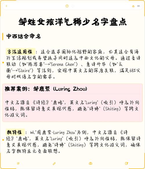 邹姓洋气女宝宝名字叫什么？有没有什么特别的名字推荐？