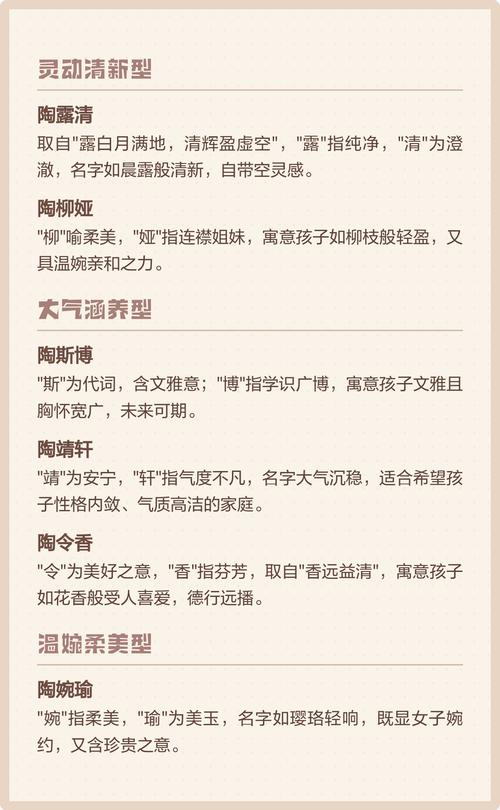 陶姓女孩起一个优美的名字，有没有什么好建议？