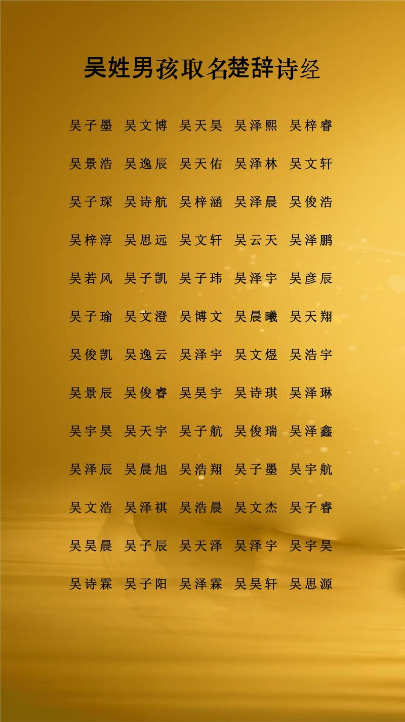 姓吴的男孩起一个优美大方的名字，有没有什么好的建议呢？
