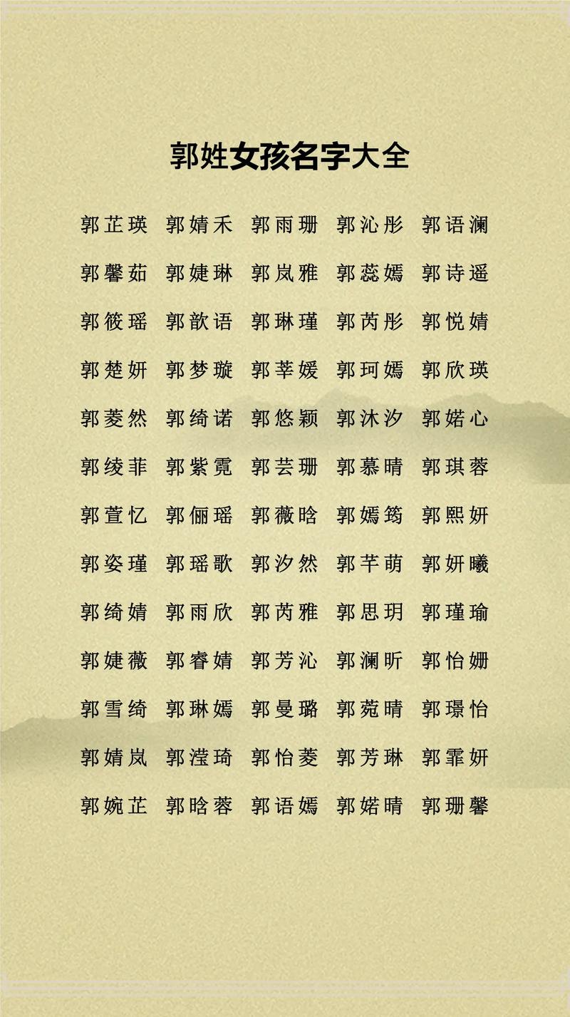 郭姓女宝宝取名时，有没有什么独特优美的名字建议呢？