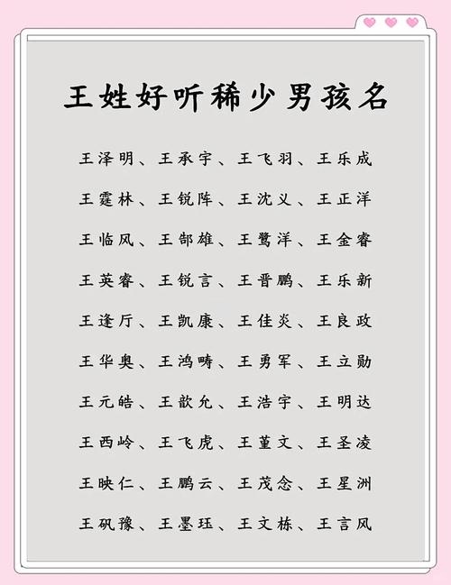 王姓男孩名字中哪个最优美？
