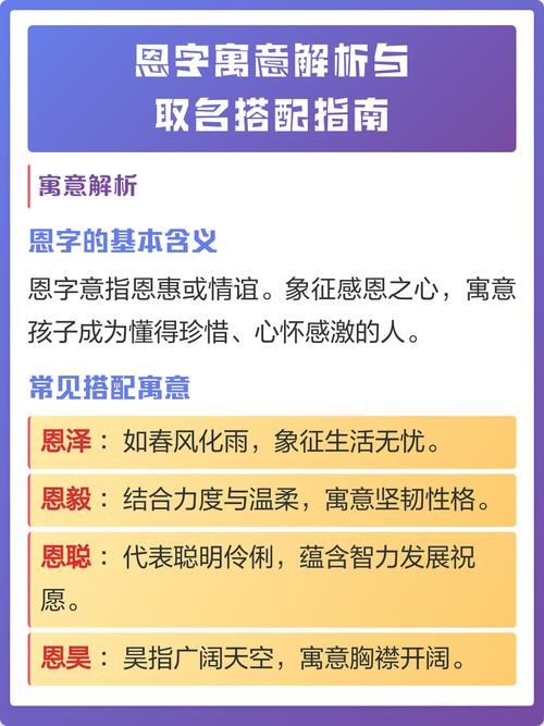 恩字取名对男孩有什么美好的寓意和期望？