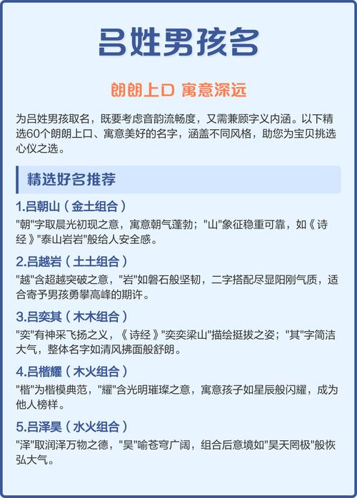 吕姓大气文雅的男宝宝名字叫什么？有没有什么寓意深刻、朗朗上口的建议呢？