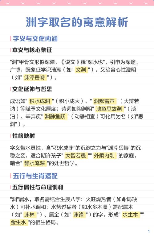 男孩用渊字取名，寓意深远，这个名字有何独特寓意？