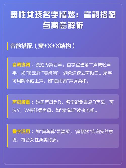 窦姓女宝宝取名，有没有既独特又优美的名字推荐呢？