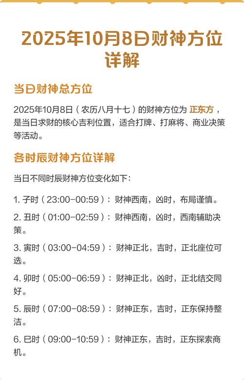 2025年8月10日哪个方位的财运最旺呢？