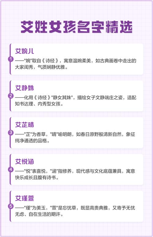 艾姓气质女孩取什么名字比较好？