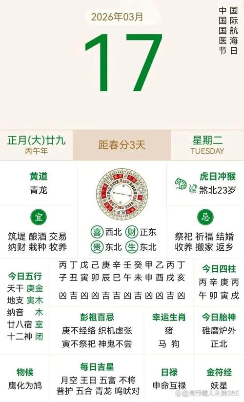 2026年3月17日农历正月二十九黄历上，今天适合祈福吗？