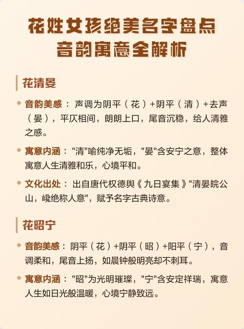 姓花的女孩取什么含义美好的名字？