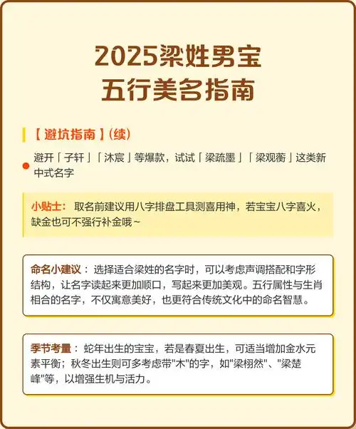梁姓大气文雅男宝宝名字如何结合风水和五行元素进行优化？