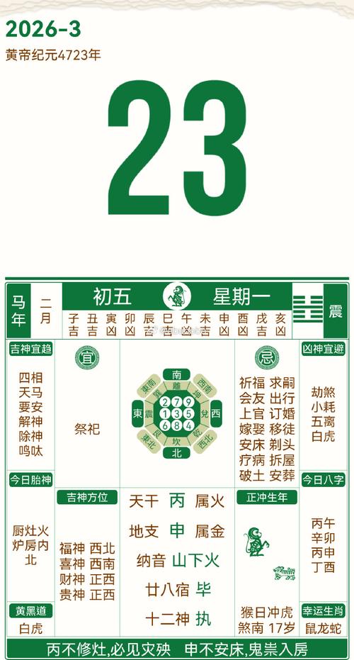 2026年3月23日农历二月初五这天是黄道吉日可以开市吗？