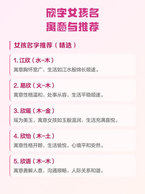 欣字五行属什么女孩取名用欣字寓意美好，有没有什么好建议？