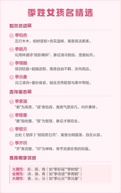 季姓有涵养的女宝宝叫什么名字呢？有没有什么寓意美好的名字推荐？