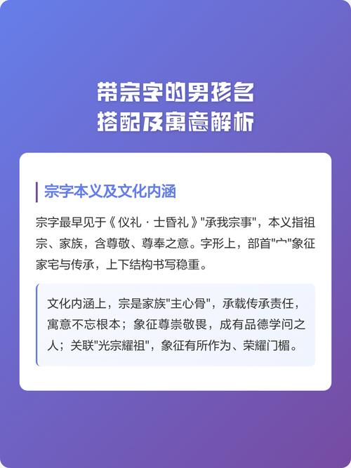宗字取名寓意男孩，能否体现家族传承和尊贵品质？