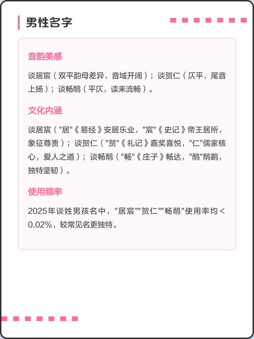 谈姓男孩名字中蕴含新意，有没有什么特别有创意的名字推荐呢？