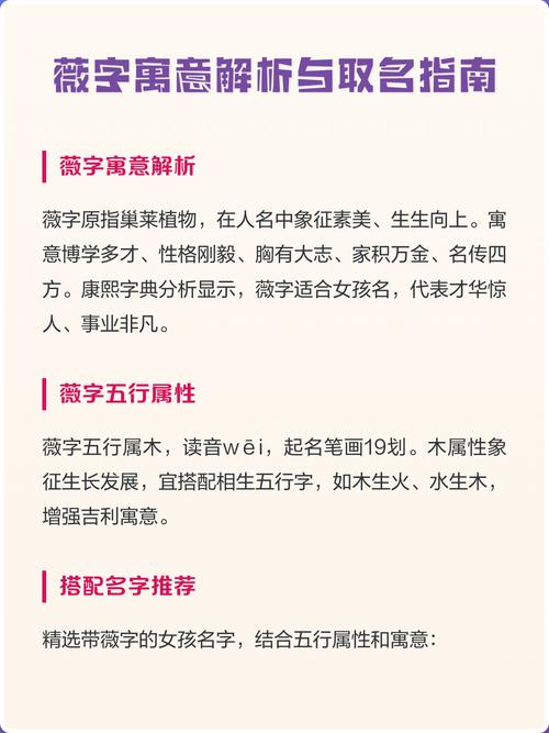 薇字取名寓意女孩，有没有什么美好的寓意可以分享？