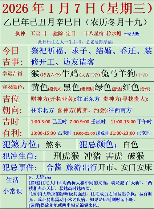 2026年1月7日是否为纳畜黄道吉日的最佳选择日呢？