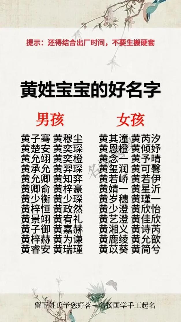 姓黄的女孩取个有新意的名字叫什么好？